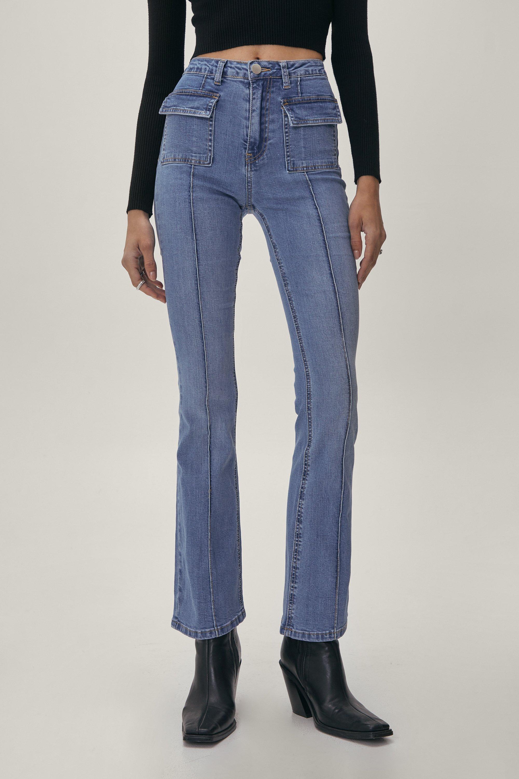 Front Seam Detail Flared Jeans